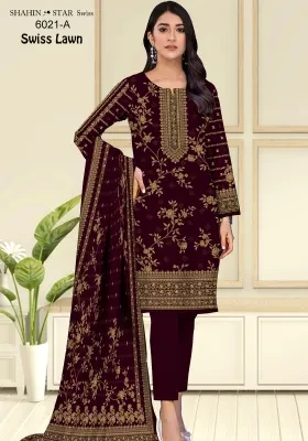 Shahin Star Swiss Lawn Premium Quality Unstitched 3piece Suit DN#6021-A