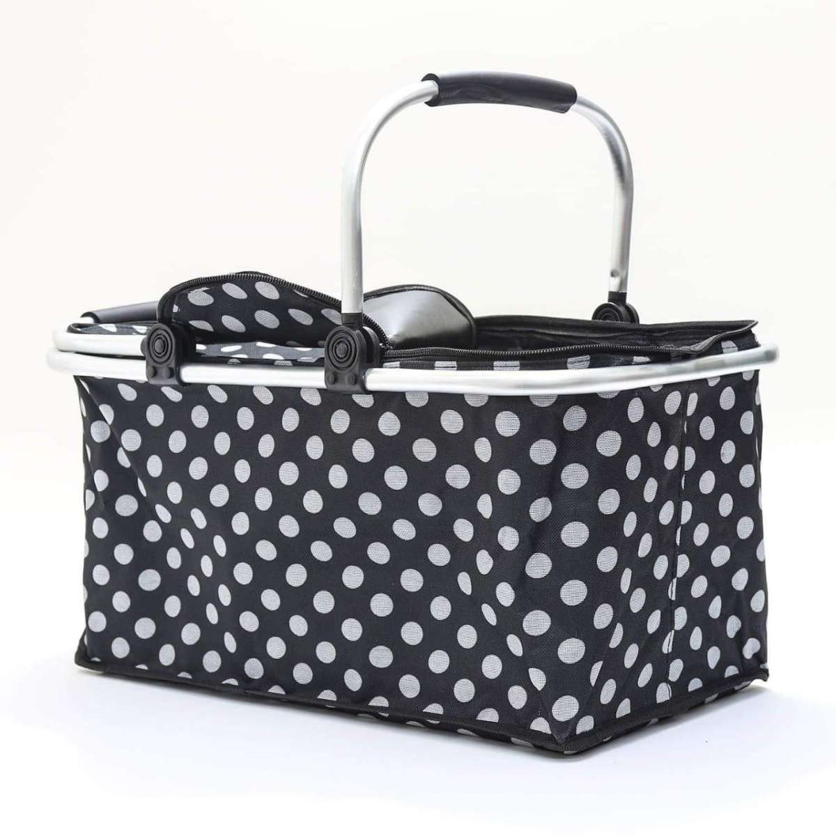 Portable 31L Large Capacity Insulated Lunch Bag Fashion Dots Pattern Foldable Daily Life Waterproof Cold Insulation Lunch Meal Prep Bag Zipper Basket with Carrying Handle for Home Office Outdoor Campi