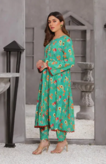 Mahi Apparels 2 Piece Digital Printed Winter Karandi Stitched Suit for Women - Gardenia Dress For Girls