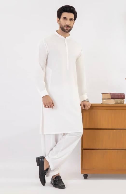 SUMMER'25 MEN KAMEEZ SHALWAR OFF WHITE