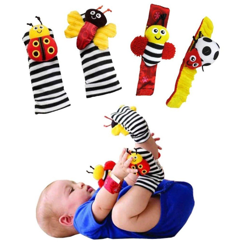 4 Pcs/Set Baby Socks Infant Baby Rattles Stuffed Toys