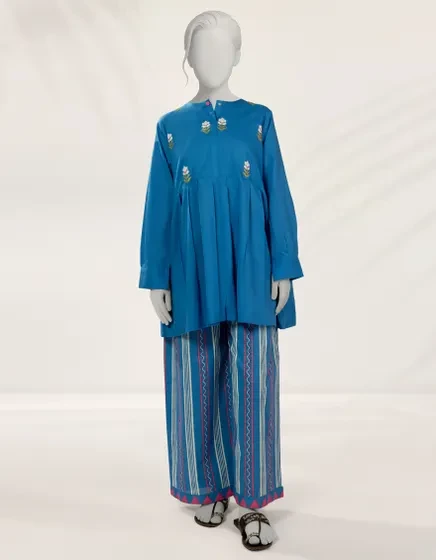 BLUE EMBROIDERED LAWN 2PC STITCHED