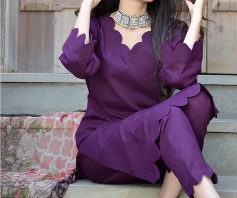 Shah Kamal Fabrics Katan Silk 2 Piece Unstitched Suit Plain Shirt & Trouser-New Design Trendy Party Wear