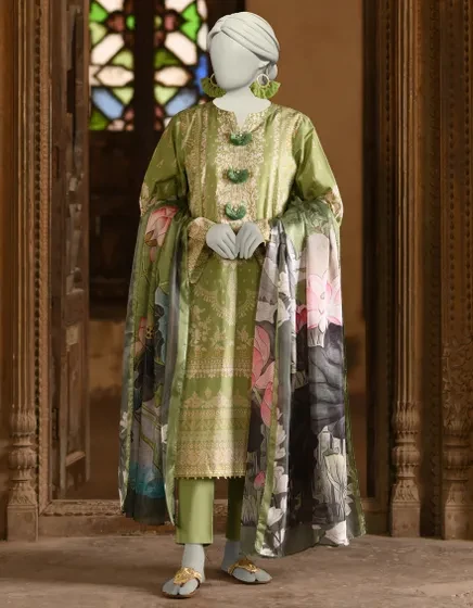 GREEN LAWN PRINTED 3PC | JLAWN-S-25-019