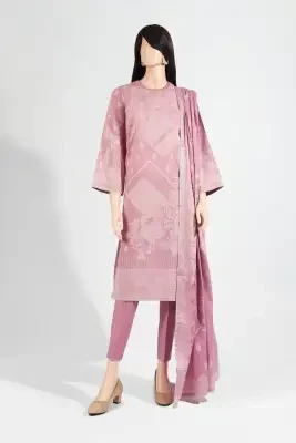 Saya Unstitched Fabric Cotton Jacquard 3 Piece Suit For Woman and Girls - Light Pink - Design Code: WUNS-3439