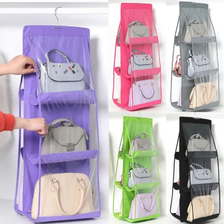New high quality Multipurpose 6 hanging hand bags pocket organizer for Storage Bag door wall various shoes bag with hook