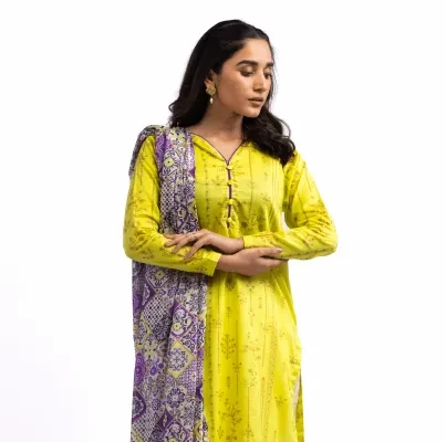 Maahru - Unstitched fabric for women - 2 Piece (Lawn) - Lime Green Beauty