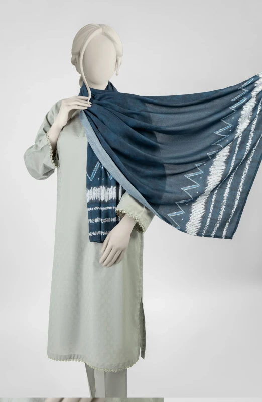 INDIGO PRINTED VISCOSE STOLE
