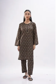 Maahru Stitched 2 piece suit for women Stitched Shirt & Trouser - Midghtnight Gleam