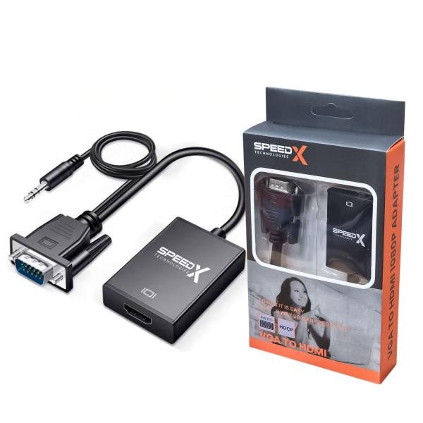 SPEEDX (SP-VH108) VGA TO HDMI 1080P ADAPTER WITH 3.5MM AUDIO OUTPUT JAC