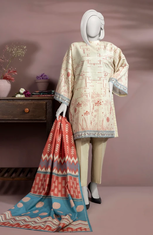 WINTER'24 PRINTED SLUB VISCOSE 3PCS UNSTITCHED