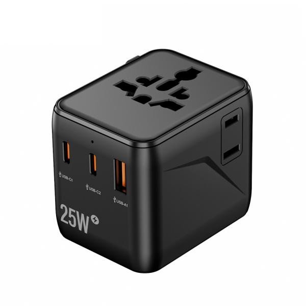 SPEEDX SP-TCW02 TRAVEL ADAPTER 25W PD 2C+1A+2AC FAST CHARGING (NEW)