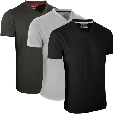 Mens V-Neck Half Sleeve T-Shirts Pack of 3, Comfortable Short Sleeve V Neck Shirts for Gym, Running, Workout & Casual Wear by FULL TIME SPORTS