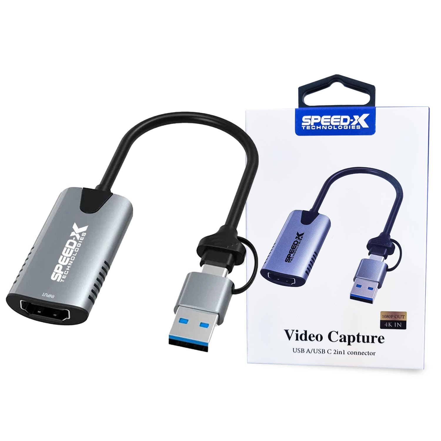 SPEED-X VIDEO CAPTURE USB A/USB C 2in1 TO HDMI CONNECTOR