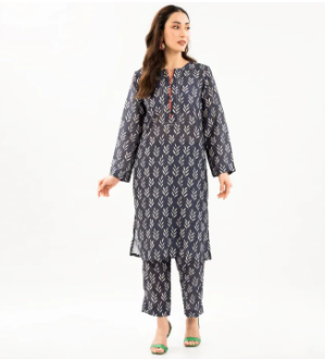 Maahru - Dress For Women - 2 PC Stitched Shirt & Trouser - Twilight Blue