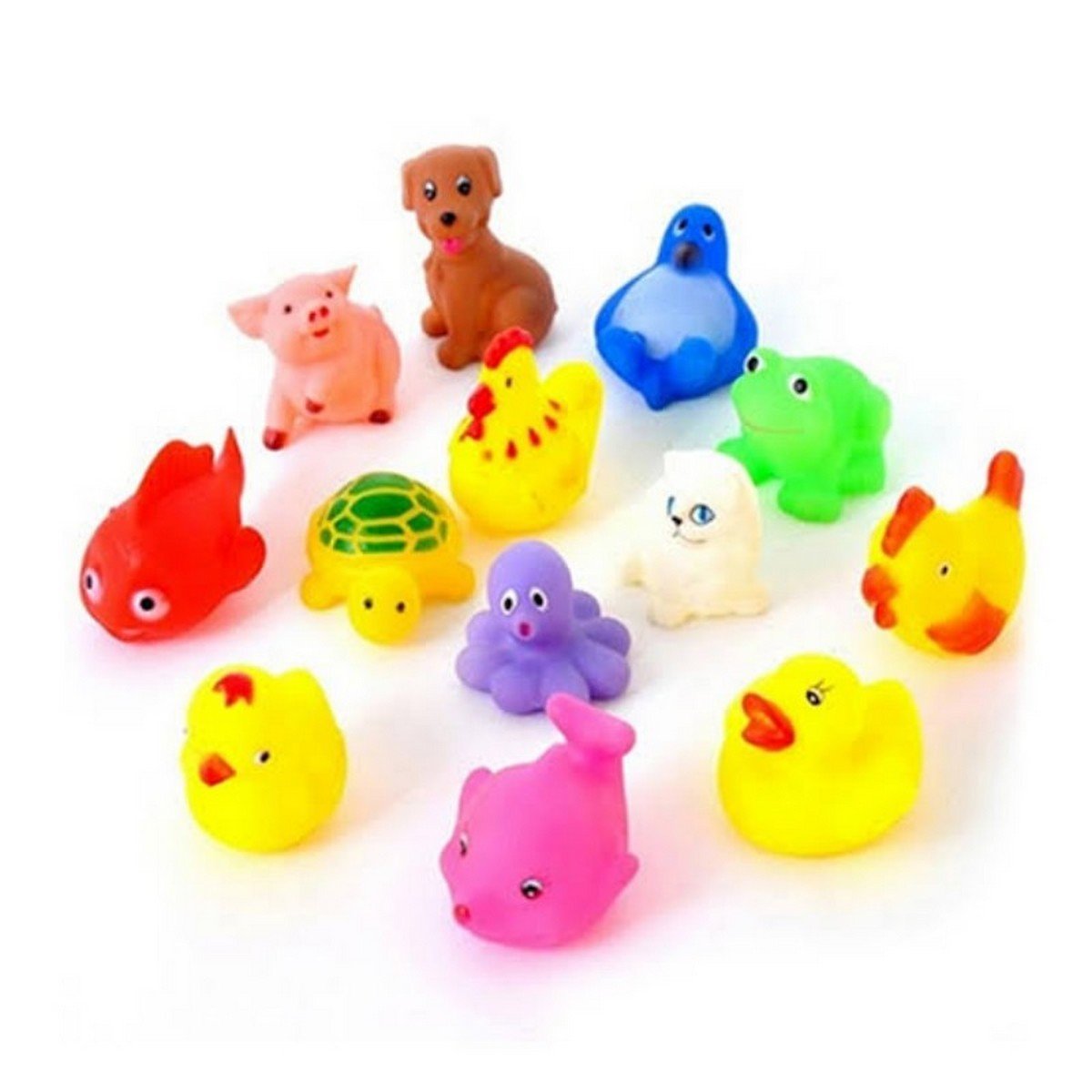 Soft Rubber Baby Bath Toy Set(Pack of 06)With Whistle For Kids