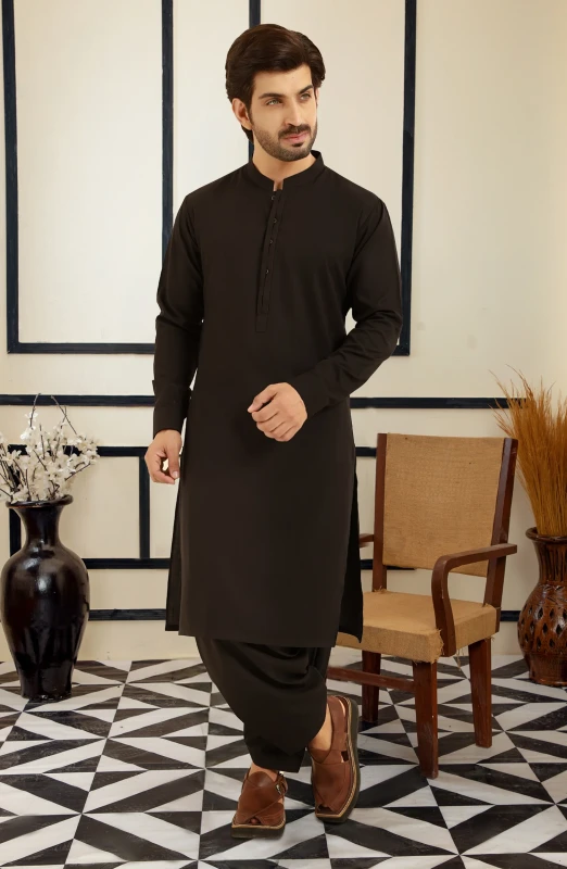 SUMMER'25 MEN KAMEEZ SHALWAR CHOCOLATE