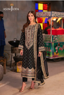 Asim Jofa Embroidered Twisted Silk 3 Piece For Women And Girls - Collection: Chamkeli - Designcode:S Ajkk-02