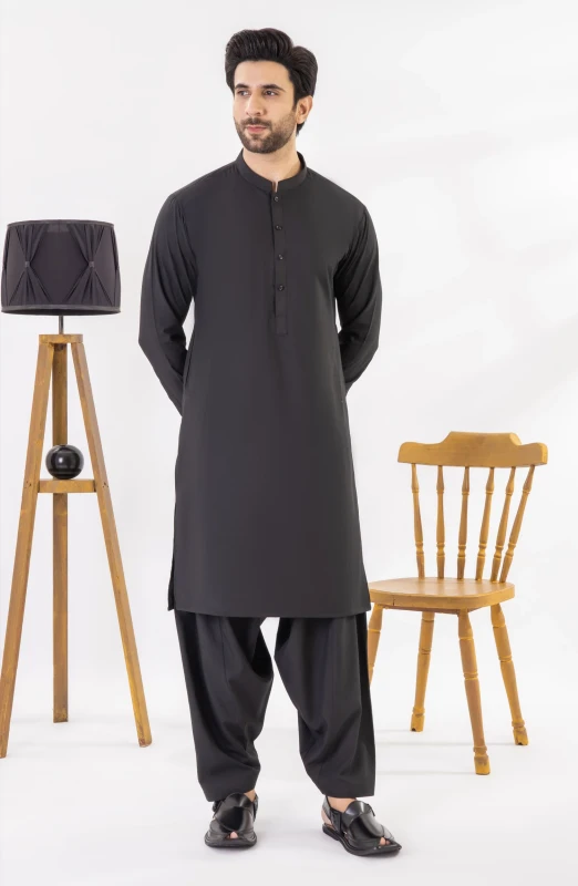 SUMMER'25 MEN KAMEEZ SHALWAR BLACK