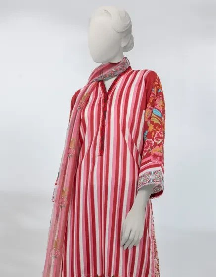 RED LAWN EMBROIDERED 3PC STITCHED