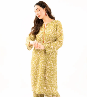 Maahru - Dress For Women - 2 PC Stitched Shirt & Trouser - Sage Special