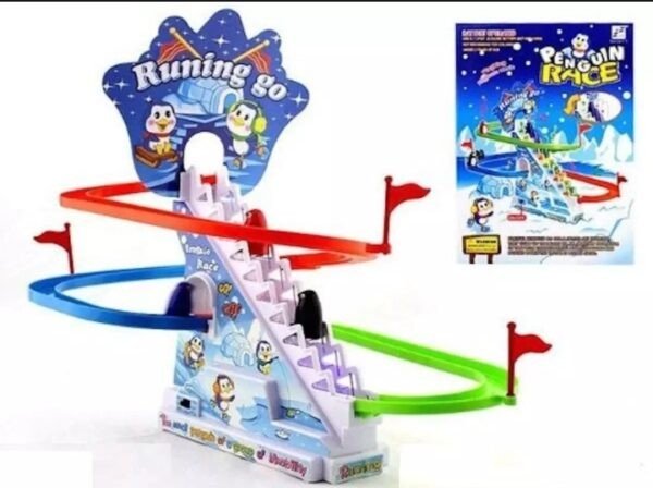 Penguin Slide Racing track toy for kids (Cell Operated) lights and music ,Box packed