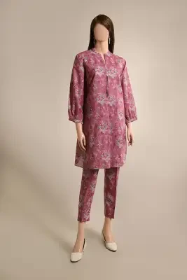 Saya Unstitched 2 Piece Printed Khaddar (Shirt/Trouser) For Women and Girls - Color: Mauve - Design code: WU2P-3458