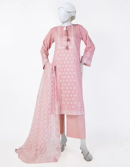 PEACH LAWN PRINTED 3PC STITCHED | JLAWN-S-25-819