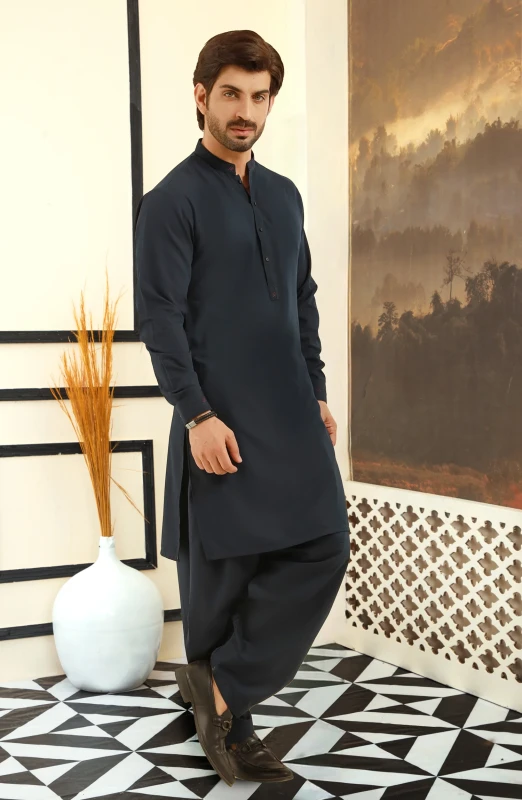 SUMMER'25 MEN KAMEEZ SHALWAR NAVY