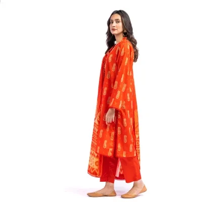 Maahru - Unstitched fabric for women - 2 Piece (Lawn) - Hot Coral