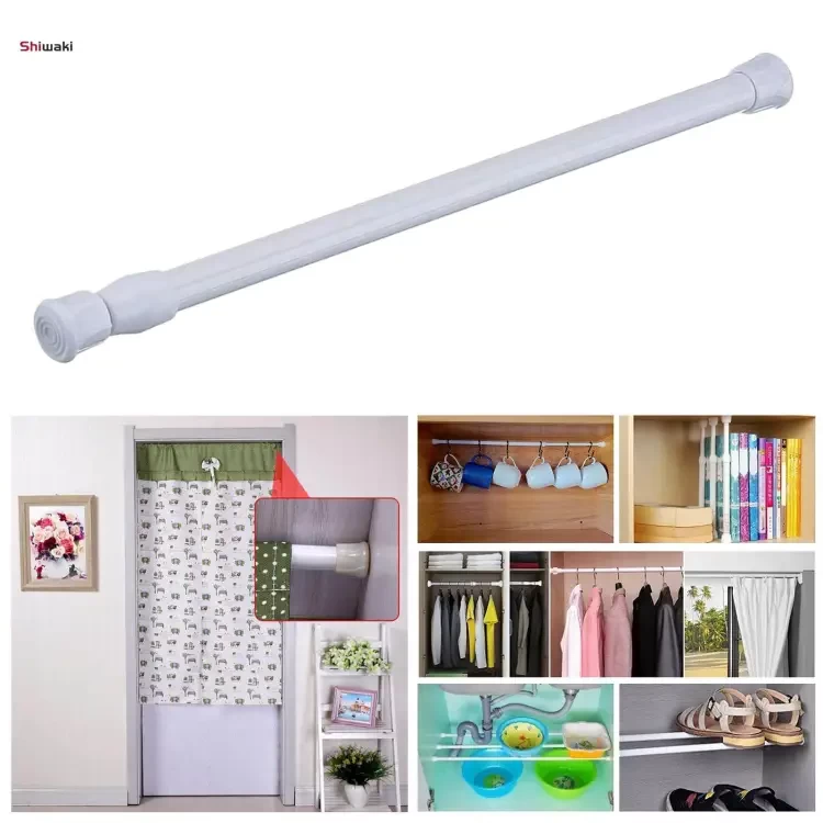 Telescopic Curtain Tension Rods Adjustable Metal Bar for Kitchen Cupboard