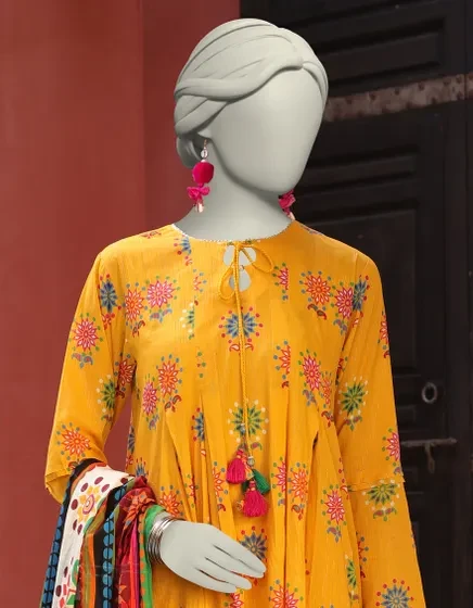 YELLOW LAWN PRINTED UNSTITCHED 3PC | JLAWN-S-25-3145