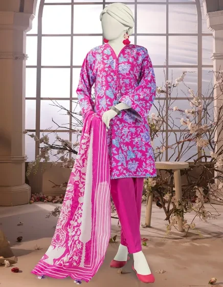 MULTICOLOR LIMINAL PRINTED UNSTITCHED 3PC | 25-3243