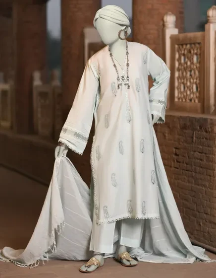 BLUE LAWN EMBROIDERED 3PC STITCHED | JLAWN-S-25-034