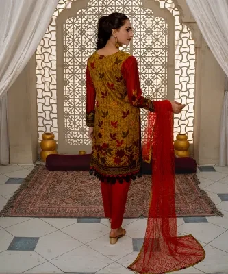 Sunaina Textile Unstitched 3 Piece Suit Fabric: Malai for Women and Girls - Collection: Rangoli VOL25 - Designcode: 2508