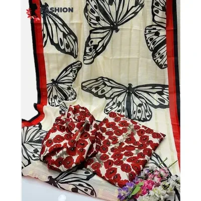 Fashion Vista Swiss Floral Digital Printed 2 Piece Unstitched Suit for Girls/Women - Multicolor