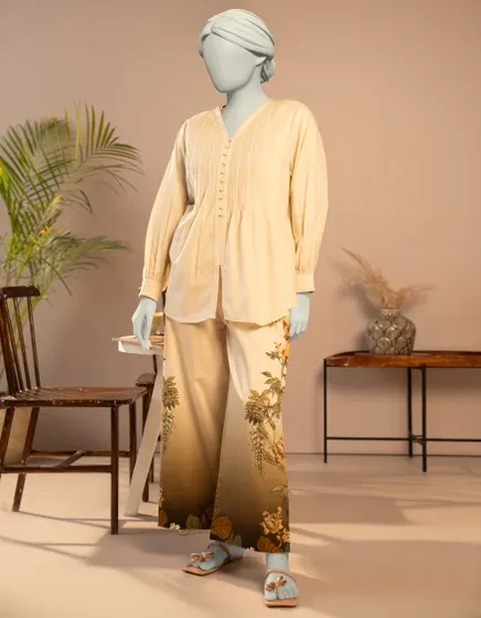 OFF WHITE DOBBY DYED 2PC STITCHED | JLAWN-S-JST-25-2102