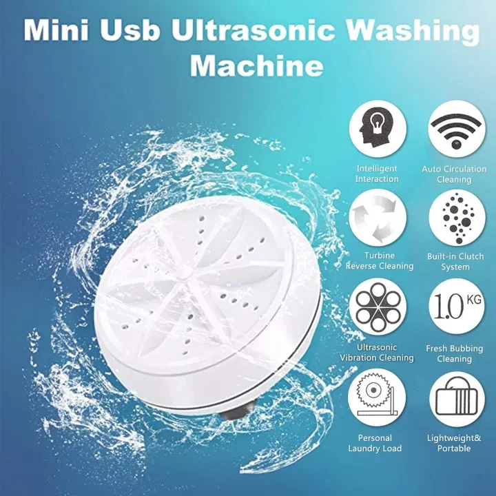 Mini Washing Machine Portable Ultrasonic Turbine Washer, Portable Washing Machine with USB for Travel Business Trip or College Rooms