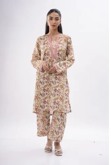 Maahru Stitched 2 piece suit for women Stitched Shirt & Trouser - Floral Vine