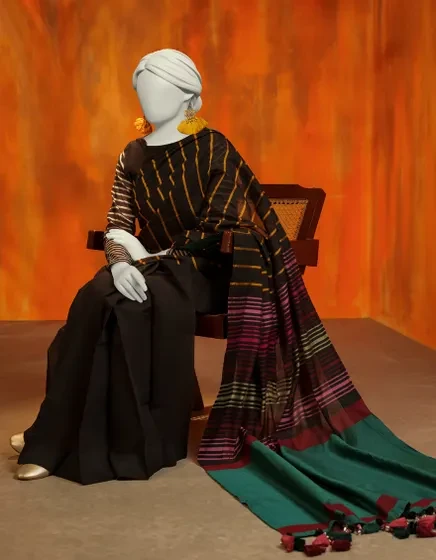 MULTICOLOR VISCOSE YARN DYED SAREE