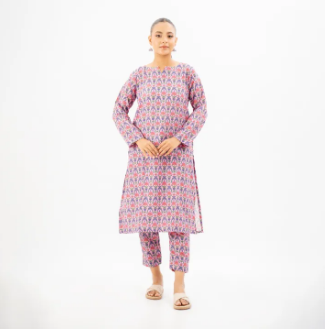 Maahru - Dress For Girls - 2 PC Stitched Shirt & Trouser - Vivid Violet