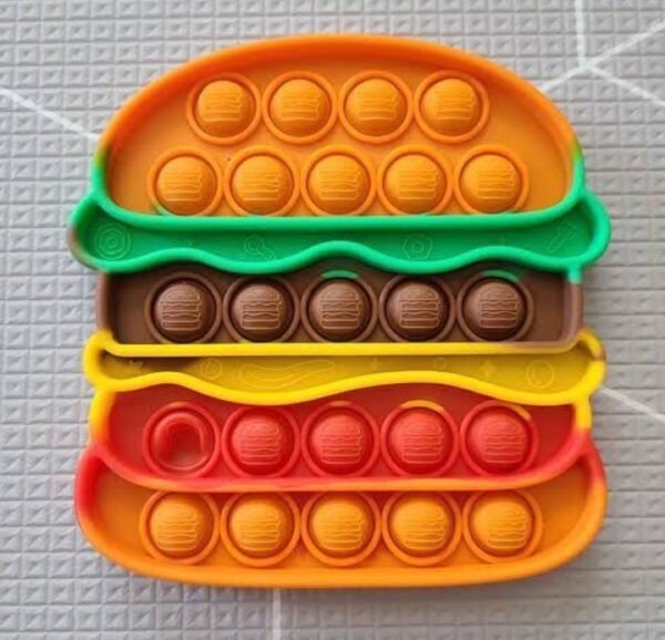 Pack of two fries and burger design popit toy for kids 6 inches push popit