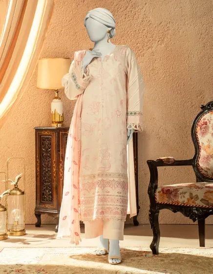 PINK LAWN EMBROIDERED 3PC STITCHED | JLAWN-S-25-830