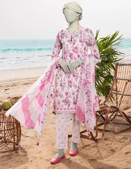 PINK LAWN PRINTED UNSTITCHED 3PC | JLAWN-S-25-3051